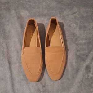 Women's Suede Loafers Size 7.5 Beige Flats Cognac BAMBOO Shoes